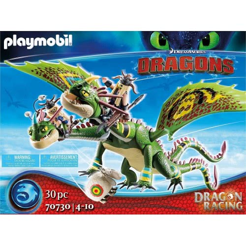 Playmobil Dreamworks Dragon Racing: Πέτρος Και Πέτρα Με Δικέφαλο Δράκο Ρέψιμο Και Αναγούλα 70730 4008789707307