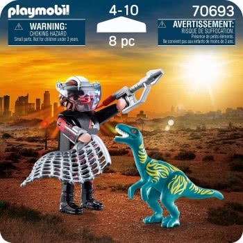 Playmobil Duo Pack Βελοσιράπτορας Και Κυνηγός Δεινοσαύρων 70693 4008789706935