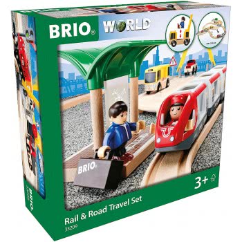 Brio World World Rail And Road Travel Train Set For Kids Age 3 Years And Up, Compatible With All  Train Sets 33209 7312350332094