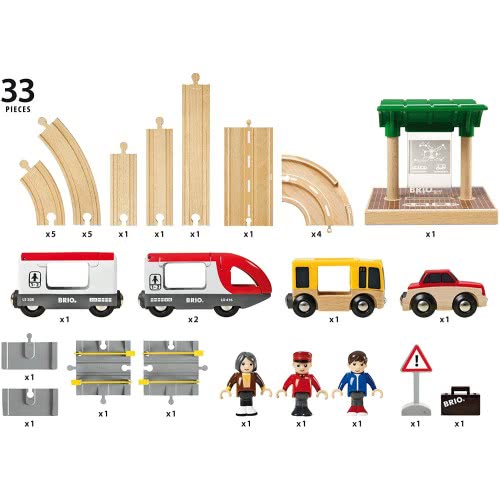 Brio World World Rail And Road Travel Train Set For Kids Age 3 Years And Up, Compatible With All  Train Sets 33209 7312350332094