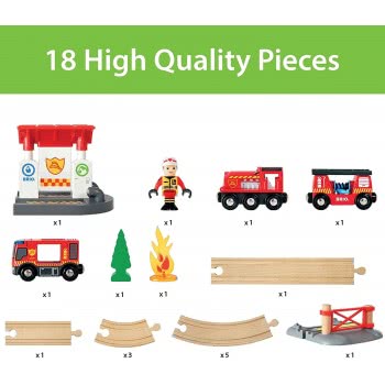 Brio World World Fire And Rescue Fire Fighter Set For Kids Age 3 Years And Up, Compatible With All  Train Sets 33815 73123503381