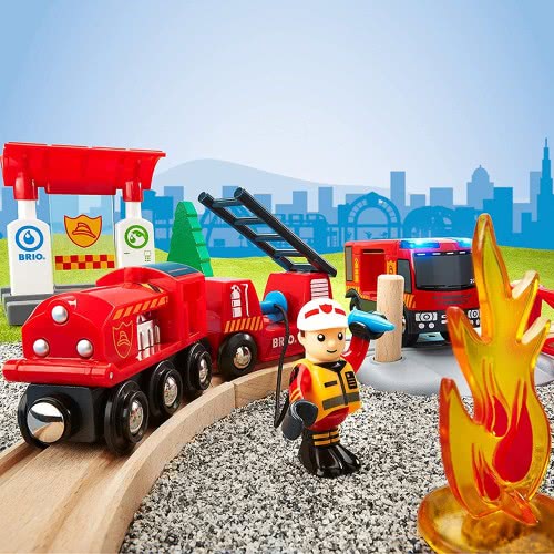 Brio World World Fire And Rescue Fire Fighter Set For Kids Age 3 Years And Up, Compatible With All  Train Sets 33815 73123503381