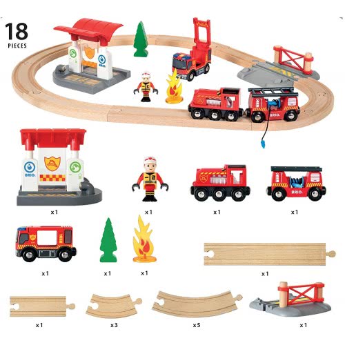 Brio World World Fire And Rescue Fire Fighter Set For Kids Age 3 Years And Up, Compatible With All  Train Sets 33815 73123503381