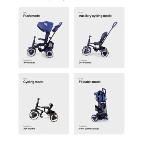 QPlay Rito Plus Eva Wheels Ποδηλατάκι Με Τιμόνι Βόλτας Μαύρο 01-1212041-02 5061047480120