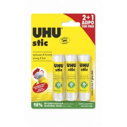 UHU Κόλλα Stic 8.2 Γρ. Καρτέλα 2+1 Τεμάχια 39877 4026700412758