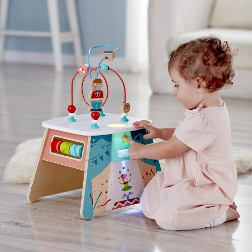 Hape Light-Up Circus Activity Cube - Multi-Sided Wooden Activity Toy E1813 6943478029729