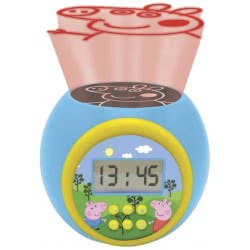 Lexibook Projector Clock Peppa Pig With Snooze Alarm Function, Night Light With Timer, Lcd Screen, Battery Operated, Blue/Yellow