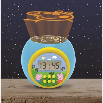 Lexibook Projector Clock Peppa Pig With Snooze Alarm Function, Night Light With Timer, Lcd Screen, Battery Operated, Blue/Yellow