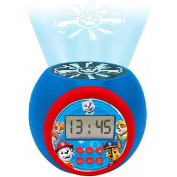 Lexibook Paw Patrol Marshall,Rubble,Chase,Stella And Everest Projector Alarm Clock With Snooze Function And Alarm Function ,Nigh