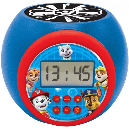 Lexibook Paw Patrol Marshall, Rubble, Chase, Stella Και Everest Projector Ξυπνητήρι Με Νυχτερινό Φως Με Χρονοδιακόπτη, Οθόνη Lcd