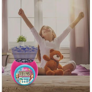 Lexibook Projector Clock Barbie With Snooze Alarm Function, Night Light With Timer, Lcd Screen, Battery Operated, Pink RL977BB 3