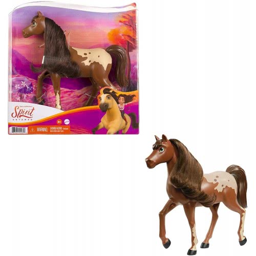 Mattel Spirit Untamed Herd Horse (Approx. 8-In), Moving Head, Chestnut Pinto With Long Black Mane Και Playful Stance, Great Gift