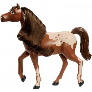 Mattel Spirit Untamed Herd Horse (Approx. 8-In), Moving Head, Chestnut Pinto With Long Black Mane Και Playful Stance, Great Gift