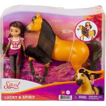 Mattel Dreamworks Spirit Lucky Κούκλα (18 Cm) With 7 Moving Joints Και Άλογο Spirit (20Cm) GXF20 / GXF21 887961955118