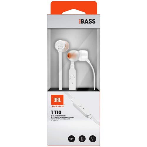 JBL T110 Purebass Headphones - White JBL1005 050036335577