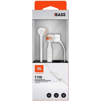 JBL T110 Purebass Headphones - White JBL1005 050036335577