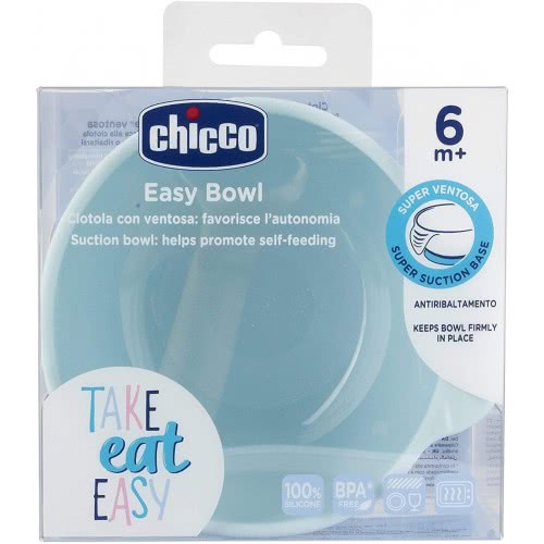 Chicco Silicone Bowl With Suction Cup, Blue, 6 M+ F05-10221-20 8058664127771