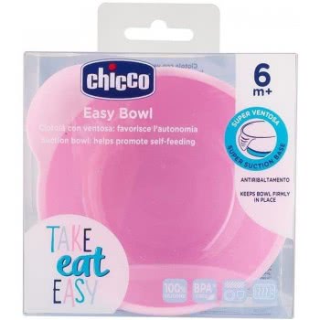 Chicco Μπωλ Σιλικόνης Με Βεντούζα, Ροζ 6 M + F05-10221-10 8058664127764