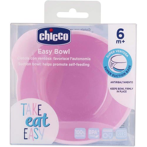 Chicco Silicone Bowl With Suction Cup, Pink, 6 M+ F05-10221-10 8058664127764