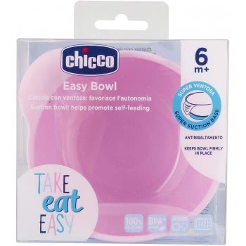 Chicco Μπωλ Σιλικόνης Με Βεντούζα, Ροζ 6 M + F05-10221-10 8058664127764