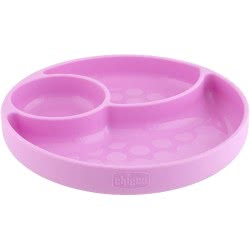 Chicco Plate With Suction Cup For Babies And Children, Silicone Plate In Compartments With 3 Areas, Soft And Durable, F05-10216-