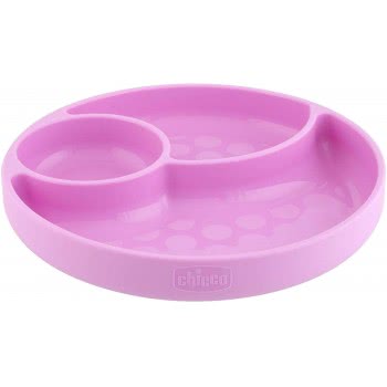 Chicco Plate With Suction Cup For Babies And Children, Silicone Plate In Compartments With 3 Areas, Soft And Durable, F05-10216-