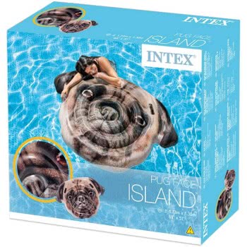 INTEX Inflatable Pug Face Island Mattress Lilo 173Cm X 130Cm. 58785 6941057413433