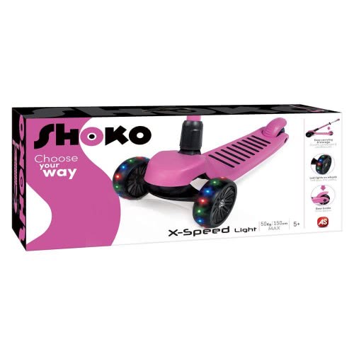 As company Shoko Παιδικό Πατίνι X-Speed Με Ρόδες Και Led Φως Σε Φούξια Χρώμα Για 5+ Χρονών 5004-50504 5203068505042