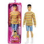 Mattel Ken Fashionistas Κούκλα 175 Μακρύ Μανίκι Πολύχρωμο Ριγέ Πουκάμισο DWK44 / GRB91 887961900378