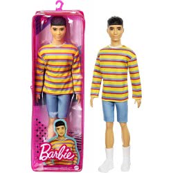 Mattel Ken Fashionistas Κούκλα 175 Μακρύ Μανίκι Πολύχρωμο Ριγέ Πουκάμισο DWK44 / GRB91 887961900378