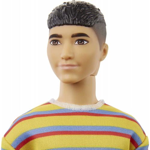 Mattel Ken Fashionistas Doll 175 With Sculpted Brunette Hair Wearing A Long-Sleeve Colorful Striped Shirt DWK44 / GRB91 88796190