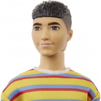 Mattel Ken Fashionistas Doll 175 With Sculpted Brunette Hair Wearing A Long-Sleeve Colorful Striped Shirt DWK44 / GRB91 88796190