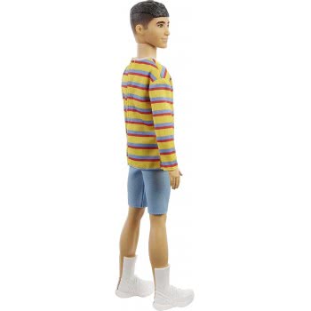 Mattel Ken Fashionistas Doll 175 With Sculpted Brunette Hair Wearing A Long-Sleeve Colorful Striped Shirt DWK44 / GRB91 88796190