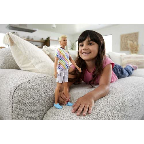 Mattel Ken Fashionistas Κούκλα 174 With Sculpted Blonde Hair Wearing A Surf-Inspired Checkered Shirt DWK44 / GRB90 887961900392