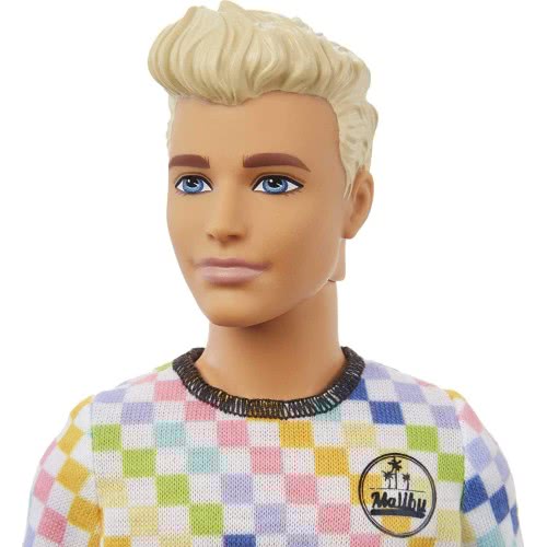 Mattel Ken Fashionistas Κούκλα 174 With Sculpted Blonde Hair Wearing A Surf-Inspired Checkered Shirt DWK44 / GRB90 887961900392
