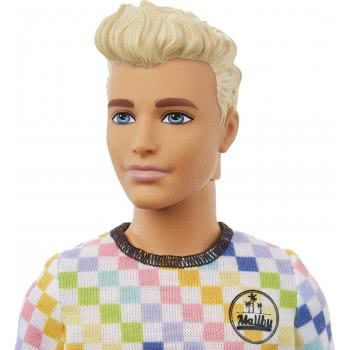 Mattel Ken Fashionistas Κούκλα 174 With Sculpted Blonde Hair Wearing A Surf-Inspired Checkered Shirt DWK44 / GRB90 887961900392