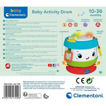 Clementoni Baby Βρεφικό Μουσικό Τύμπανο Με Δραστηριότητες Για 10-36 Μηνών 1000-17409 8005125174096