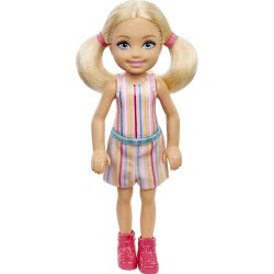 Mattel Barbie Chelsea Doll (6-Inch Blonde) Wearing Skirt With Striped Print And Pink Boots DWJ33 / GXT38 887961961942