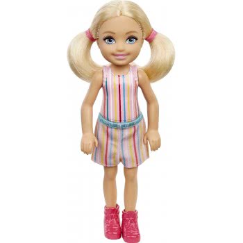 Mattel Barbie Chelsea Doll (6-Inch Blonde) Wearing Skirt With Striped Print And Pink Boots DWJ33 / GXT38 887961961942