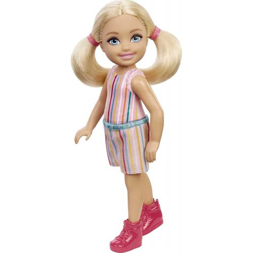 Mattel Barbie Chelsea Doll (6-Inch Blonde) Wearing Skirt With Striped Print And Pink Boots DWJ33 / GXT38 887961961942