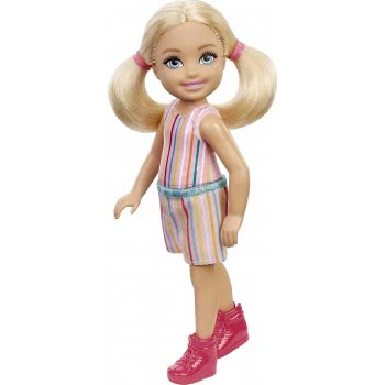 Mattel Barbie Chelsea Doll (6-Inch Blonde) Wearing Skirt With Striped Print And Pink Boots DWJ33 / GXT38 887961961942