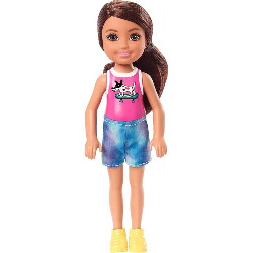 Mattel Barbie Chelsea Doll (6-Inch Brunette) Wearing Sparkly Skirt, Molded Unicorn Top Και Green Shoes, Gift For 3 To 7 Year Old