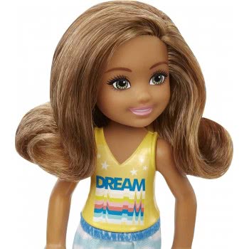 Mattel Barbie Chelsea Doll (6-Inch Brunette) Wearing Skirt With Cloud Print And White Shoes DWJ33 / GXT36 887961961973