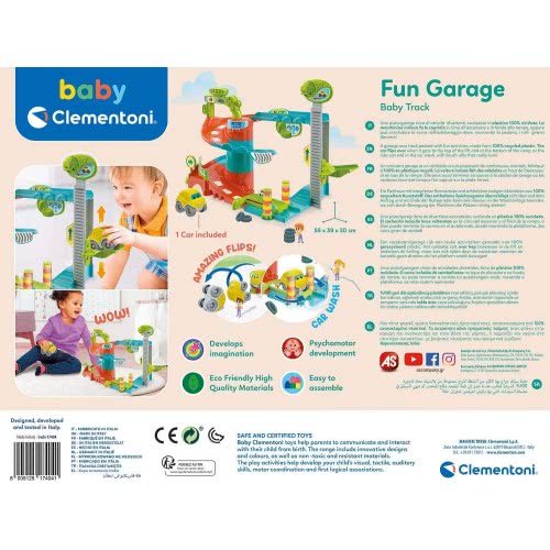 Clementoni Fun Garage Baby Track For Toddlers, Ages 18 Months Plus, Multi-Coloured 1000-17404 8005125174041