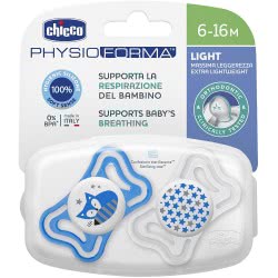 Chicco Physio Light Silicone Pacifier 6-16 Months 2 Pieces C20-71033-21 8058664097104