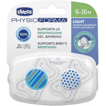 Chicco Πιπίλα Physio Light Σιλικόνης 6-16 Μηνών 2 Τεμάχια C20-71033-21 8058664097104