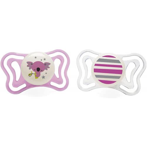 Chicco Physio Light Pacifier For Night 6-16 Months 2 Pieces C20-71033-41 8058664097258