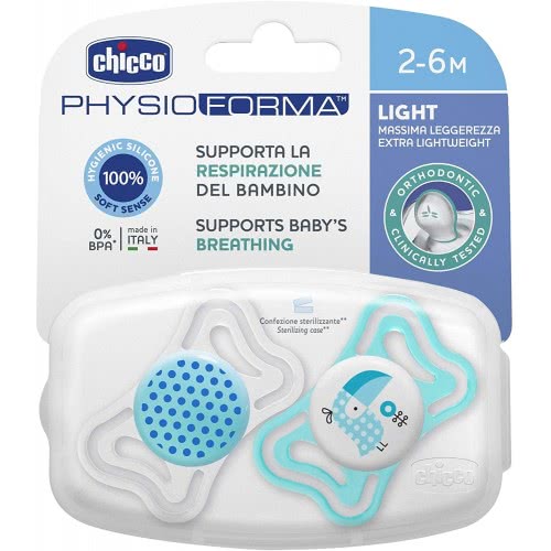 Chicco Physio Light Silicone Pacifier 2-6 Months 2 Pieces C10-71031-21 8058664097074
