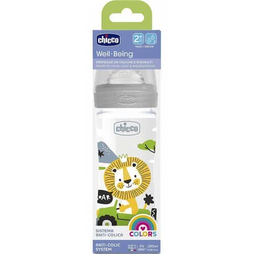 Chicco Baby Wellness Μεσαία Ροή Πλαστικό Με Θηλή  Σιλικόνης, 250 Ml A60-28623-30 8058664129485