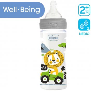 Chicco Baby Wellness Μεσαία Ροή Πλαστικό Με Θηλή  Σιλικόνης, 250 Ml A60-28623-30 8058664129485
